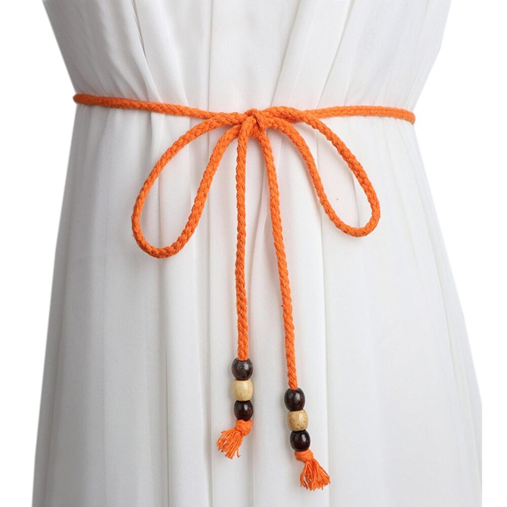 3352 Women Girls Boho Weave Cotton Braided Waist Tie Belt Wrap Cloth Belts
